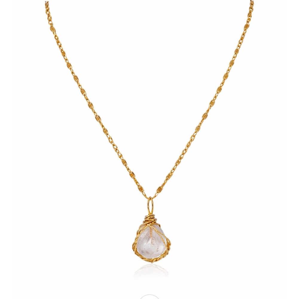 Moonstone wrapped pendant necklace